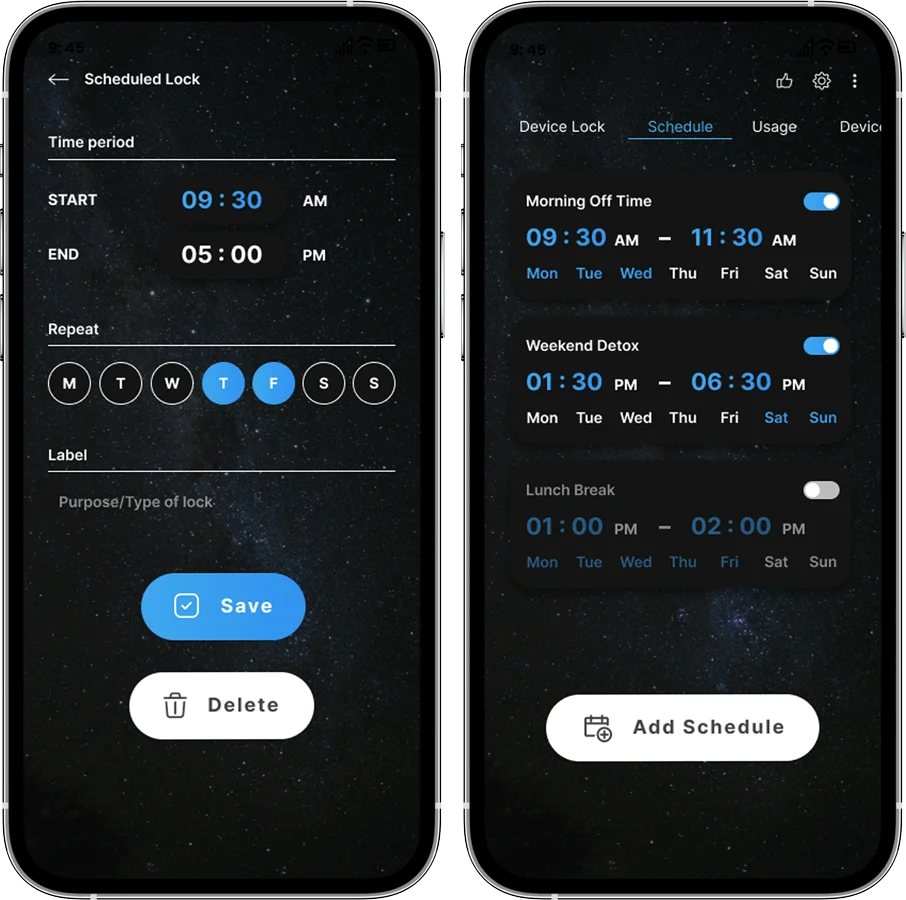 Keep Me Out Schedule Feature